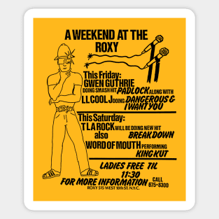 The Roxy \\// 80s Hip Hop Flyer Art Sticker